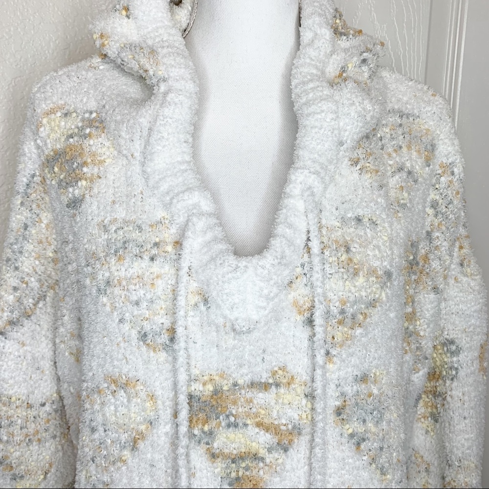 POL Heart Print Hi-Lo Sweater-Wht/Almond Large - Picture 3 of 8